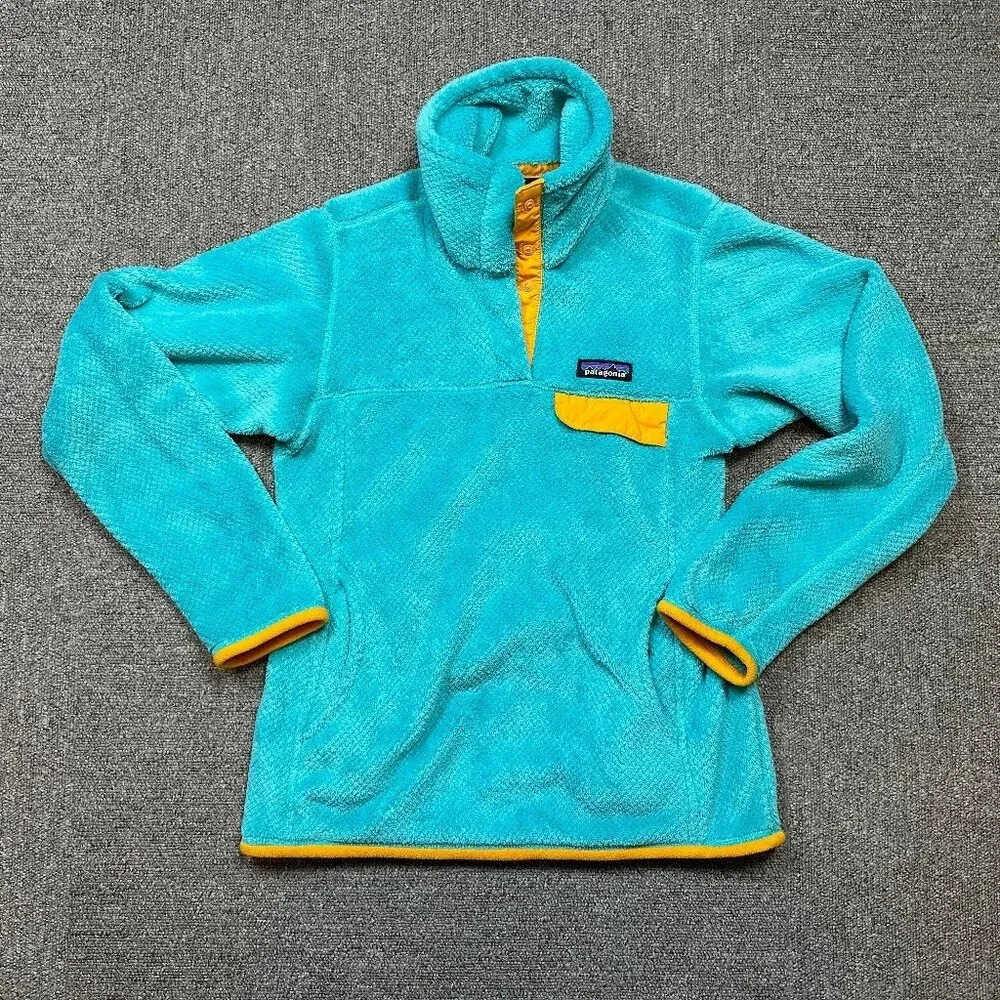 Patagonia Women's Re-Tool Half-Snap Pullover Howling Turquoise & Yellow X-Small